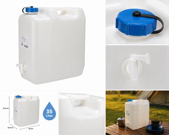 EDA - Jerrycan - Met kraan - 35 Liter - Jerrycan voor water - Wit van Merkloos — afbeelding 2