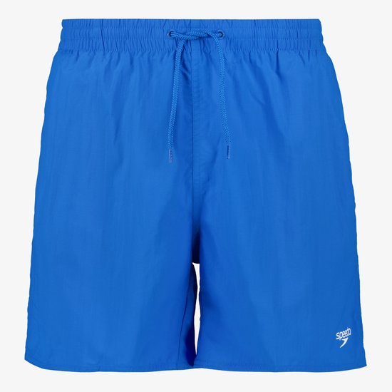 Avant d'un short de bain bleu vif avec cordon de serrage et logo.