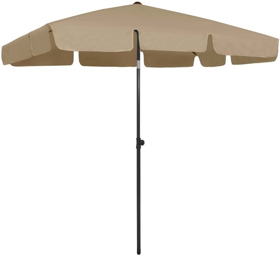 Rechthoekige Parasol Kantelbaar - 200 x 125 cm - Taupe - UV-bestendig & In Hoogte Verstelbaar - Balkonparasol & Strandparasol - Exclusief Voet