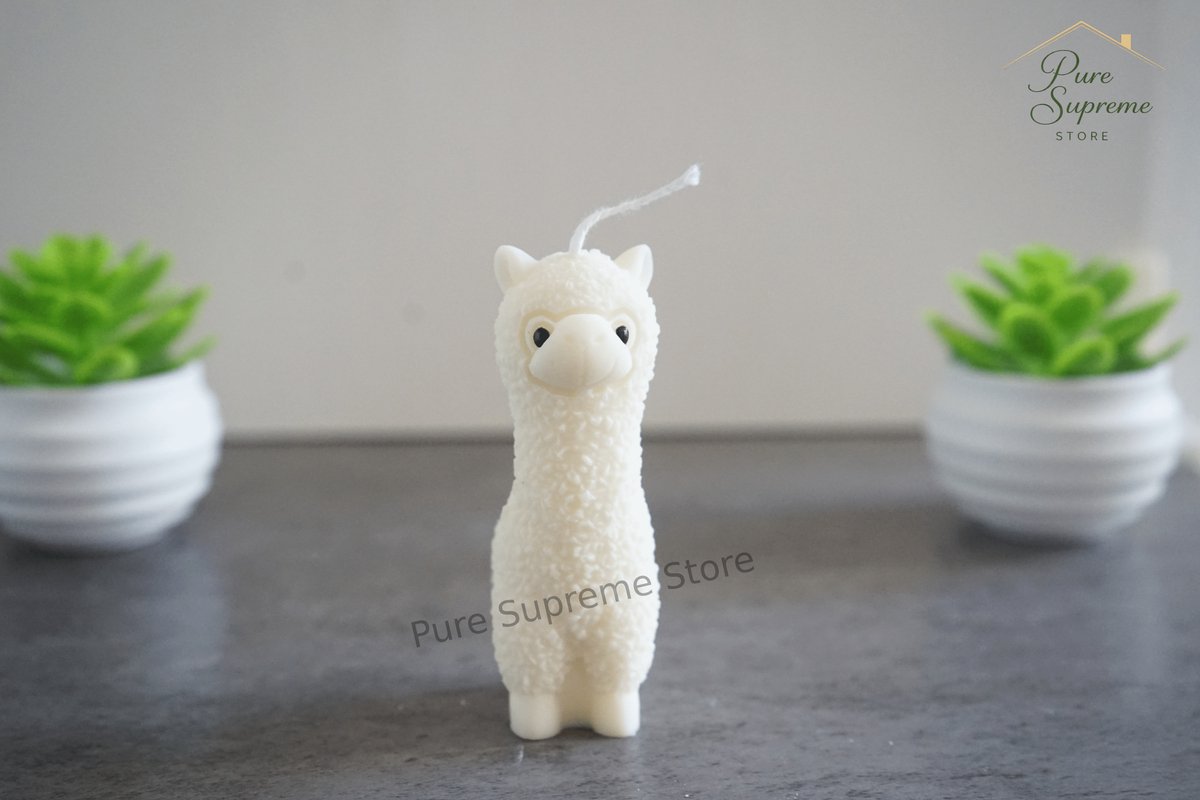 Decoratie kaars Alpaca wit | Handgemaakt