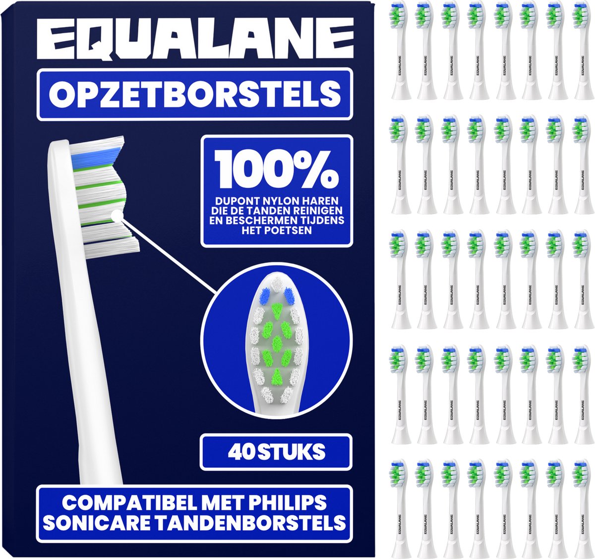 Opzetborstels geschikt voor Philips Sonicare - Universele Opzetborstels - Normale Borstelharen - Wit - 40 Stuks