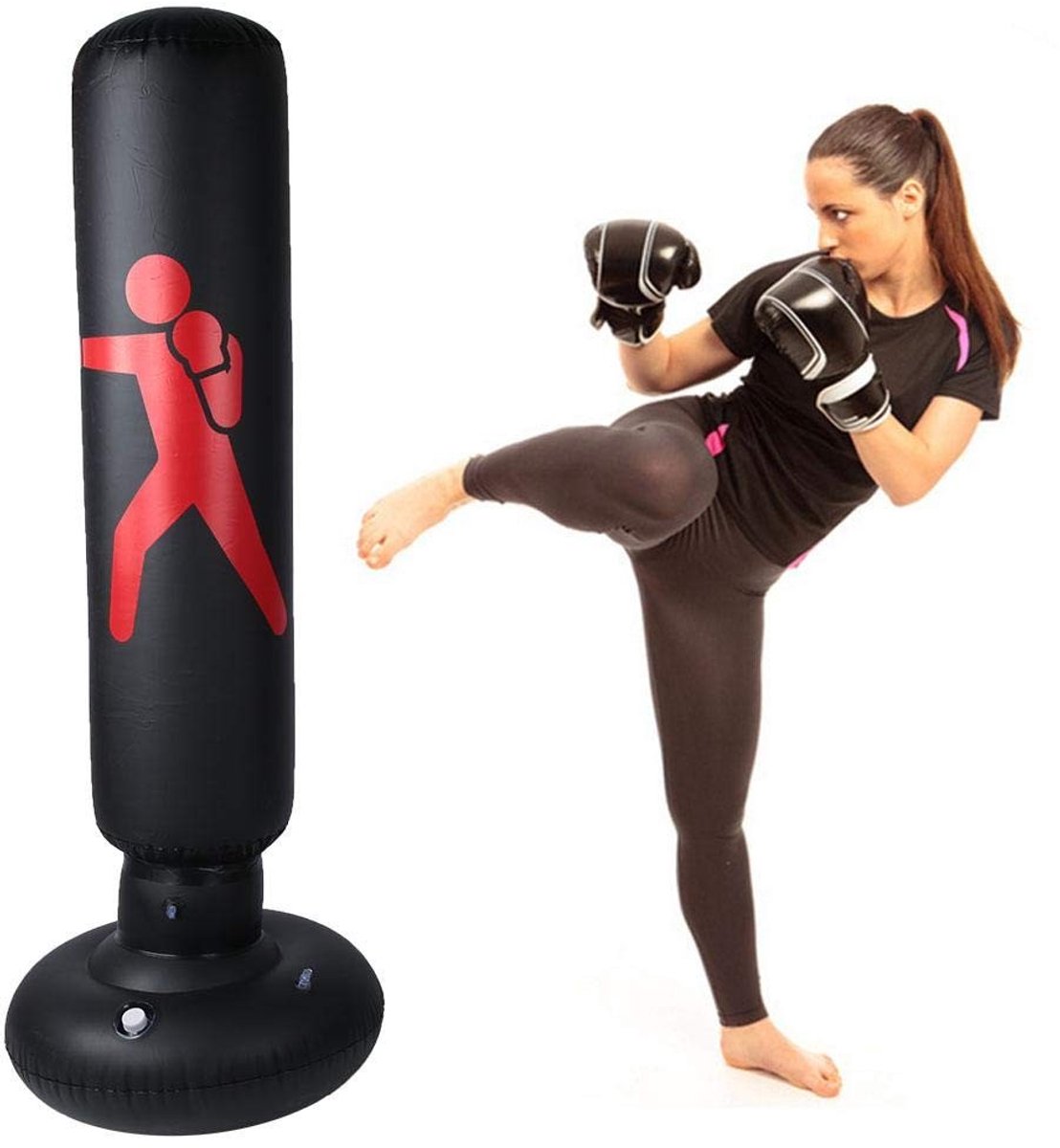aladdien - Staande Bokszak - Opblaasbare Fitness Tumbler - 160cm Hoog - Veilig voor Thuis - Voor Kinderen en Volwassenen