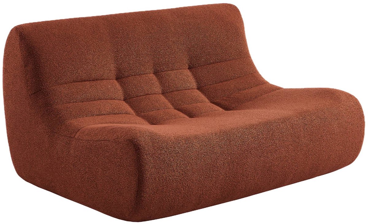 sweeek Fauteuil met getextureerde bouclé stof 2-zits - sokol terracotta