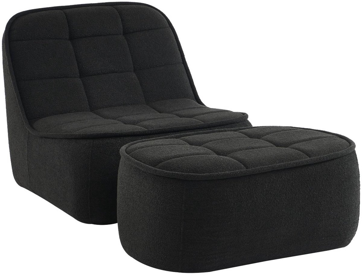 sweeek - Fauteuil bouclé stof 1 zitplaats + voetenbank, verschillende kleuren l 93 x b 104 x h 85cm - boni