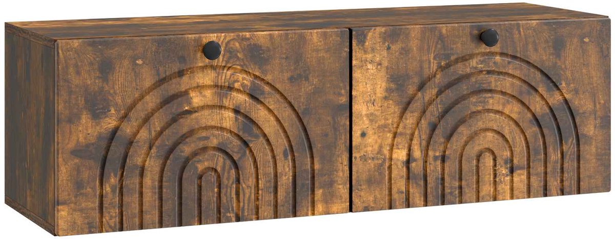 vidaXL - Wandmontage - TV-kast - Gerookt - eiken - 98 - x - 31 - x - 30 - cm - Bewerkt - h