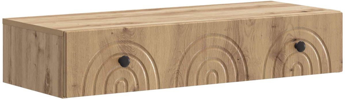 vidaXL Wandgemonteerde - Zijtafel - 87,5 - x - 34,5 - x - 17 - cm - Bewerkt - hout Artisanaal eiken