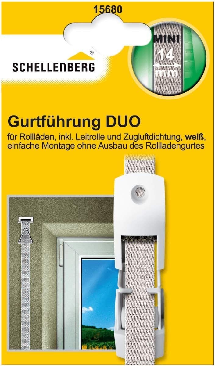 Schellenberg 15680 Belt Guide Duo Mini, opbouwmontage voor rolluikbanden, incl. tochtstrip en geleiderol.