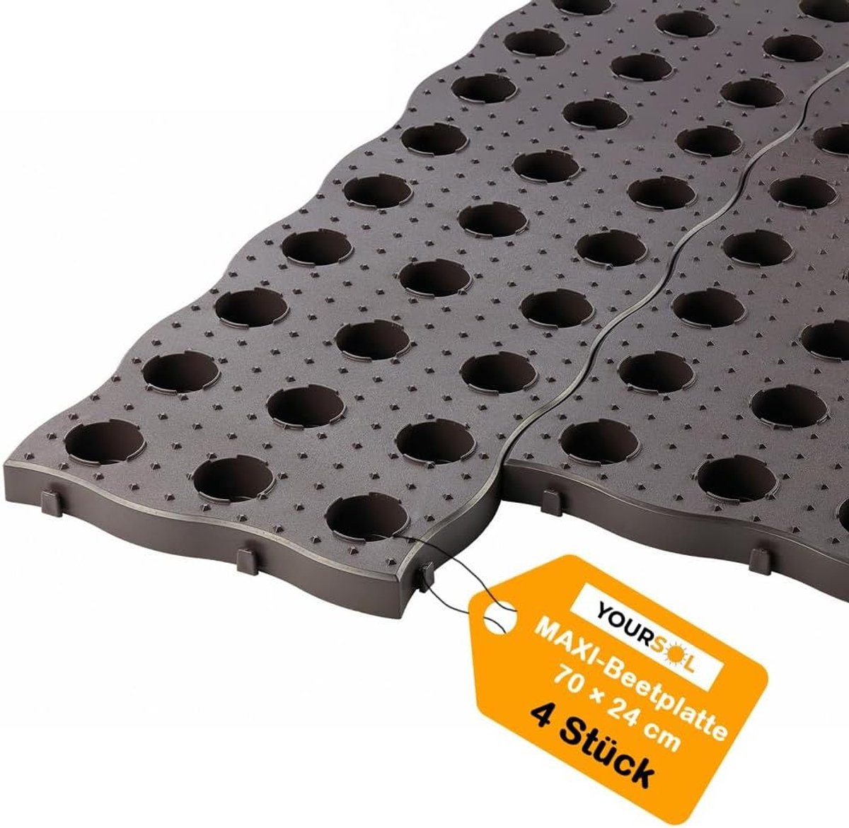 Maxi verhoogde plantenbaktegels 70x24 cm, set van 4, antislip tuinpad met kliksysteem, bestrating voor moestuinbedden, tuinstapstenen, plastic vloertegels