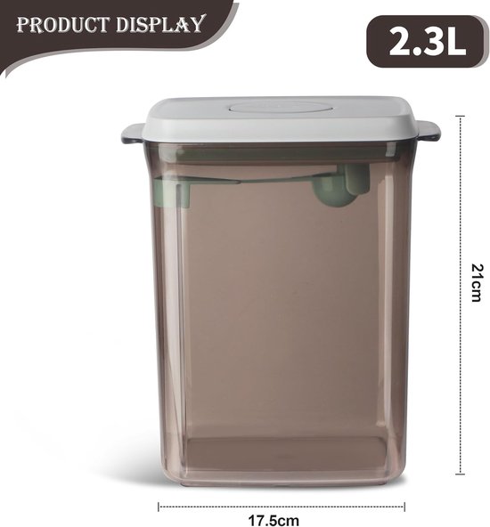 Melkpoeder opbergdoos 2300 ml Melkpoeder dispenser met lepel voor het bewaren van melkpoeder, peulvruchten en meel (Theekleurig 2300 ml) — afbeelding 3