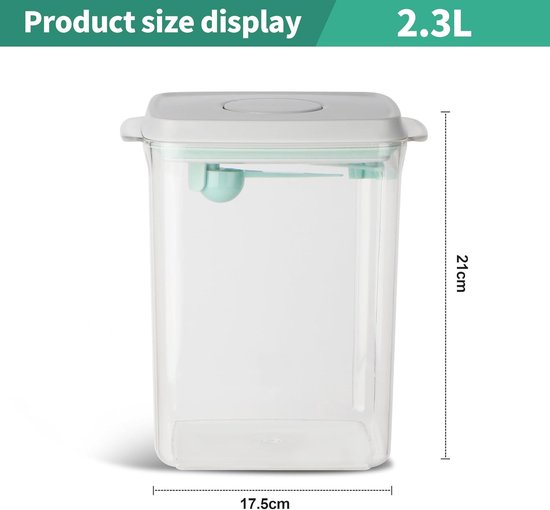 2300ml melkpoederdispenser - Draagbare melkpoederbewaardoos met maatschepje - Verzegelde melkpoederdispenser - Melkpoedercontainer - Uitneembare eiwitpoederbewaardoos - Type A — afbeelding 3