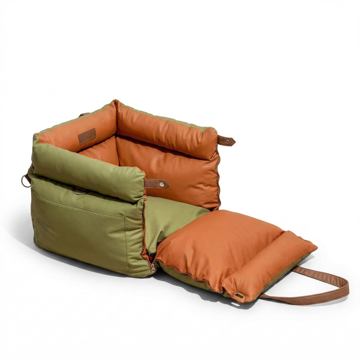 Gloovon® Hondenautostoel & Autostoel Hond - Waterdicht Kunstleer - Met Veiligheidsriem - Wasbare Beschermer - 16kg - Maat M - Groen