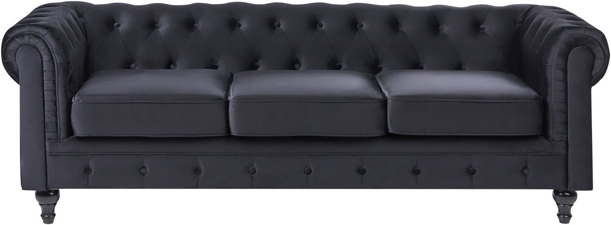 CHESTERFIELD - Chesterfield bank - Zwart - Fluweel