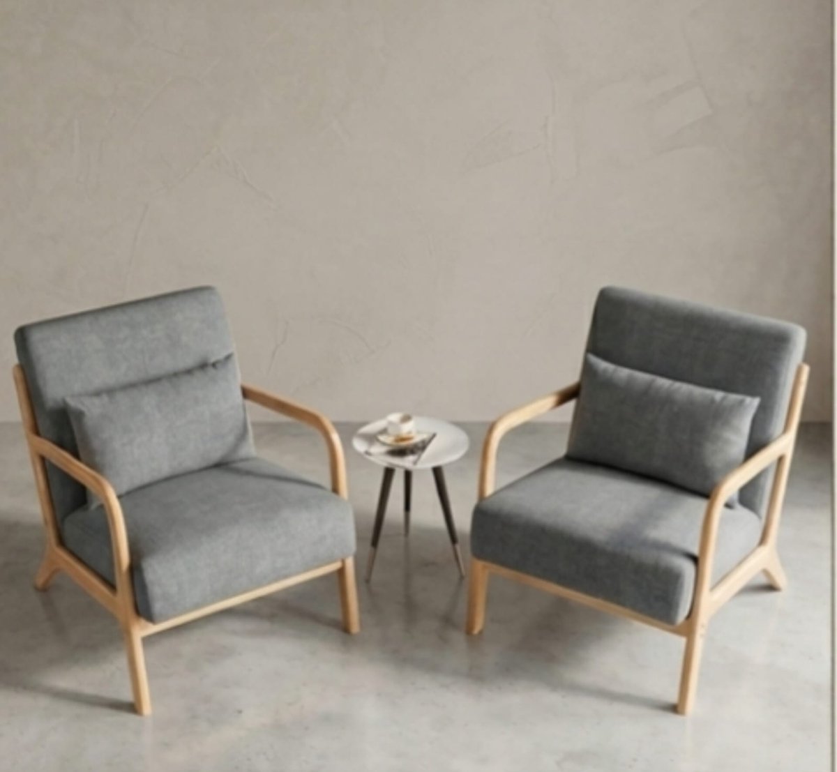 ccentstoel loungestoel 80x75x63 cm – moderne fauteuil met armleuningen en kussen – comfortabele leesstoel set van 2 – donkergrijs – Urbanhome