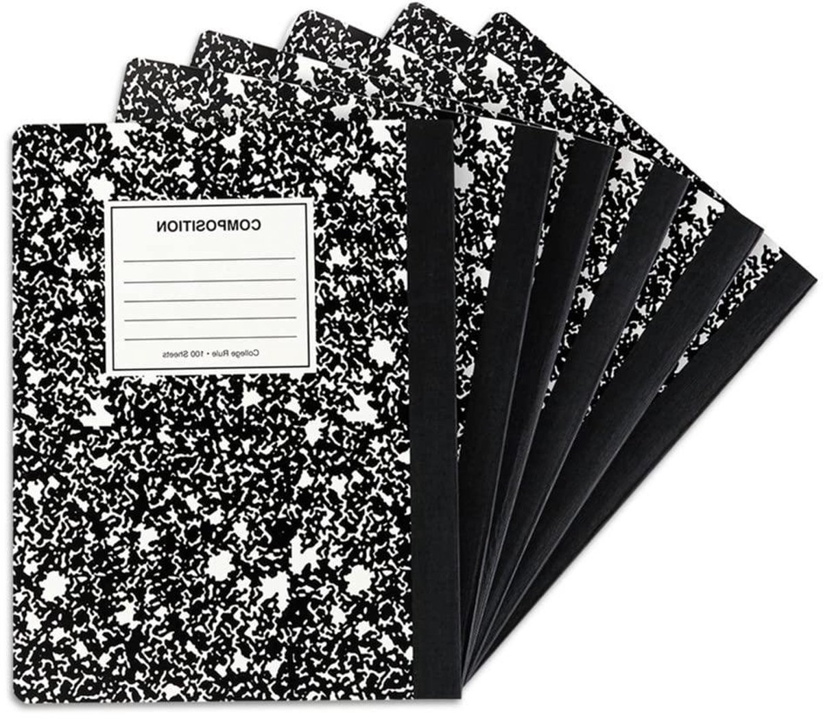 Compositieboeken College Regel - Schrift Notitieboek - Studie Werk - Genaaide Binding - 100 Vellen - Marmer