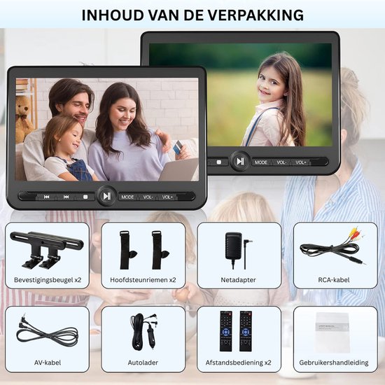 VLSelect® DVD Speler Auto - Draagbare DVD Speler - Portable DVD Speler - 10,5 Inch — afbeelding 3