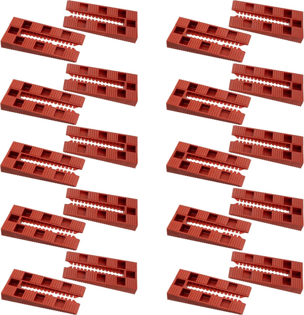 Timmermanswiggen Set - Nivelleerwiggen - Deuren Ramen Plaatsen - Kunststof Materiaal - 20 Stuks 78mm - Rood