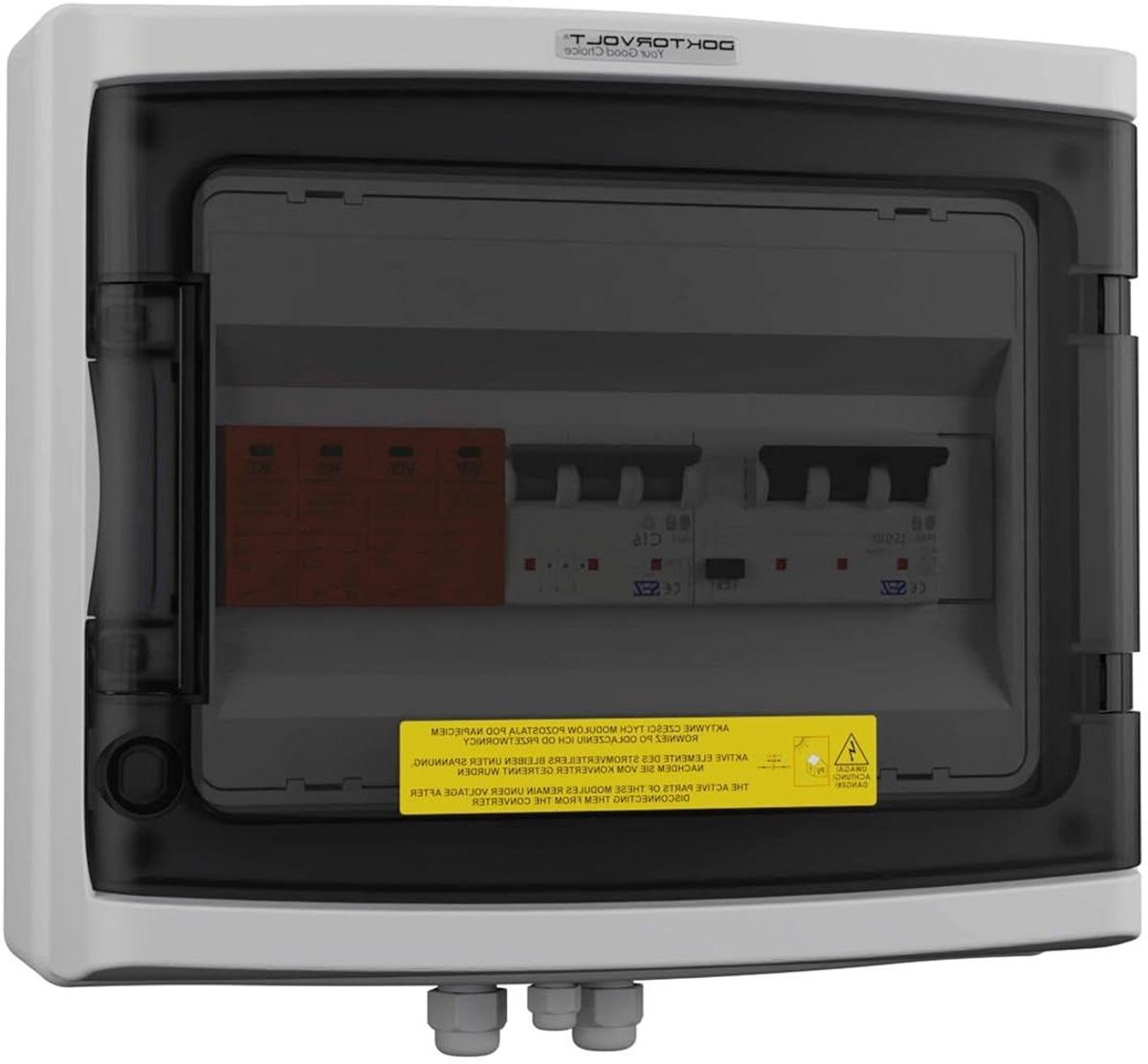 Zonnepanelen Aansluitkast - Fotovoltaïsche Stroomverdeler - Energie Beveiligen - 12 Modules Inclusief - 290 x 260 x 133mm - Grijs