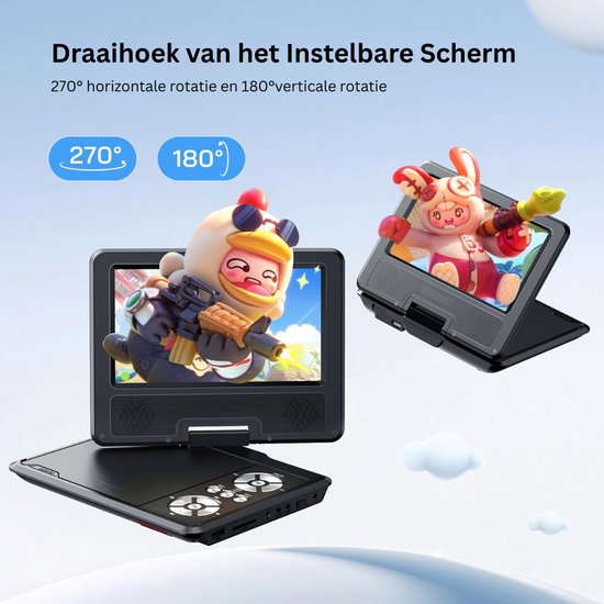 VLSelect® DVD Speler Auto - Draagbare DVD Speler - Portable DVD Speler - 9,5 Inch — afbeelding 5