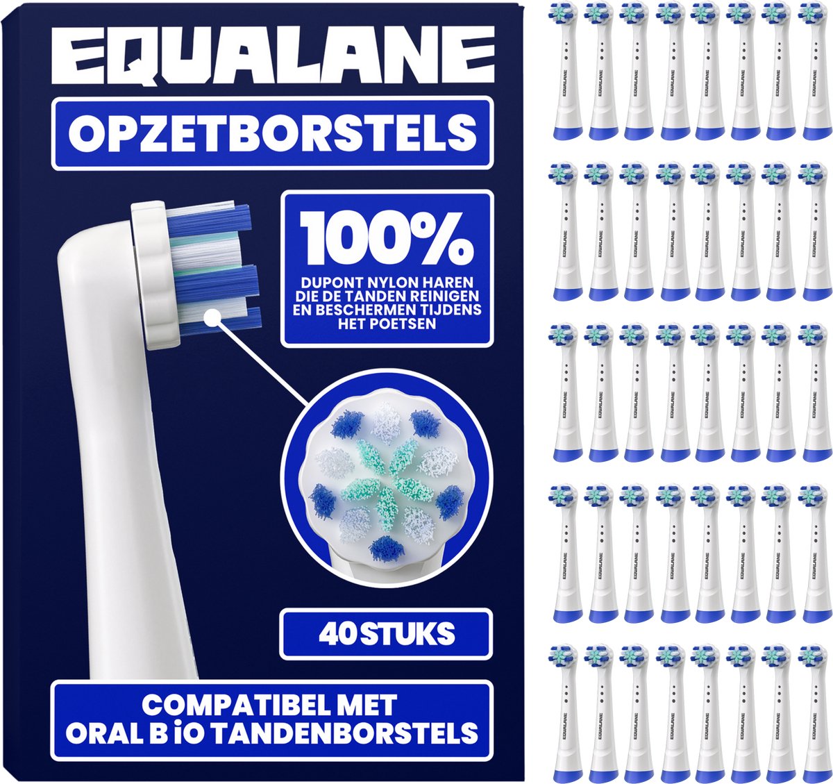 Opzetborstels geschikt voor Oral-B iO - Universele Opzetborstels - Zachte Borstelharen - Wit - 40 Stuks