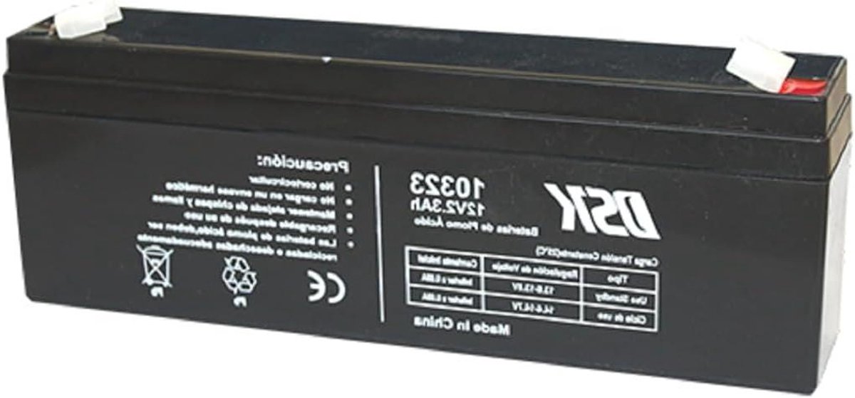 Oplaadbare Batterij - AGM Loodaccu - Energie Opslag - Verzegeld Ontwerp - 12V 2.3Ah - Zwart
