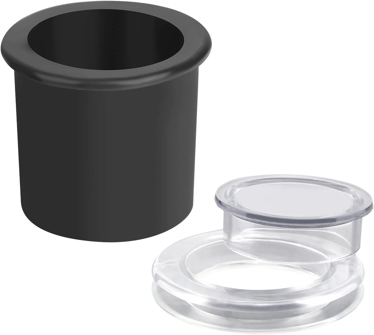 Set van 2 Zwarte Umbrella Hole Ringen en Kappen voor Tuinmeubels, Geschikt voor Tafelgaten van 5cm tot 5.3cm en Umbrella Stokken van 4.2cm of Kleiner, Ideaal voor Buitengebruik en Stabiliteit
