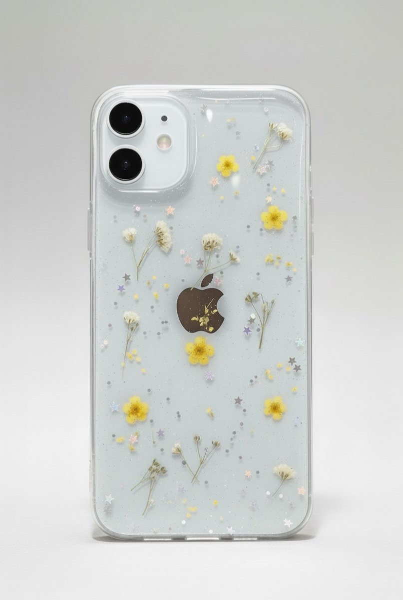 iPhone 13 telefoonhoesje - gedroogde bloemetjes - geel