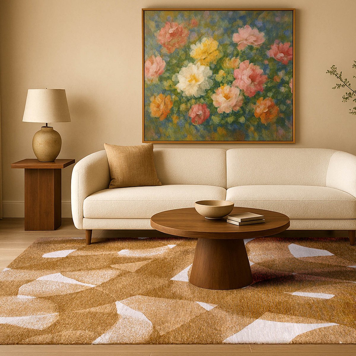 Binnen & Buiten Vloerkleed - 80 x 150 cm - Lola&Moi My Way Mustard - Laagpolig Tapijt - Gerecycled PET - Made in Belgium - Circulair