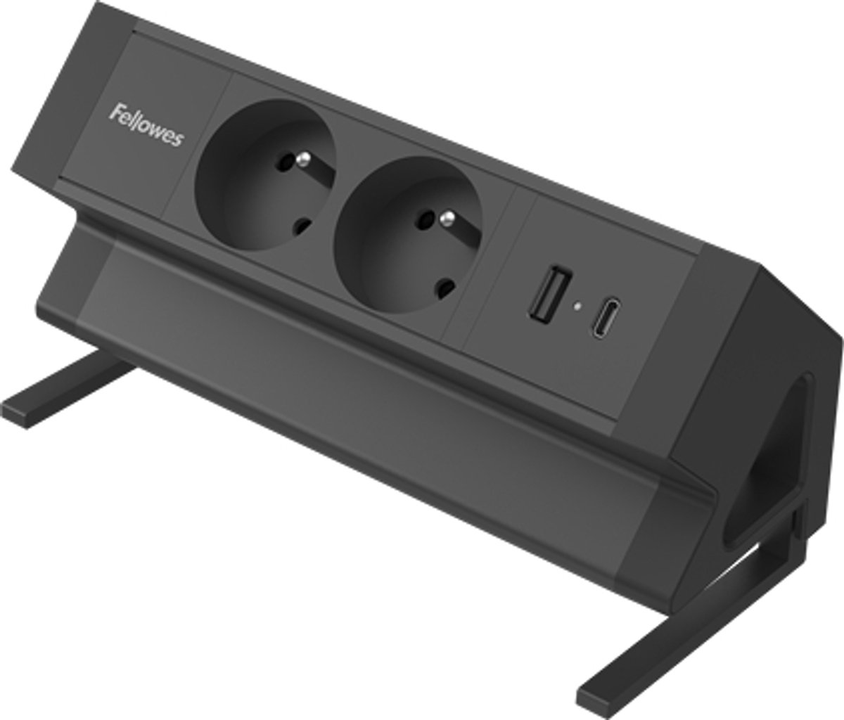 Fellowes Power Desk 2 - Stekkerdoos - Met USB-poort - Type E - Zwart