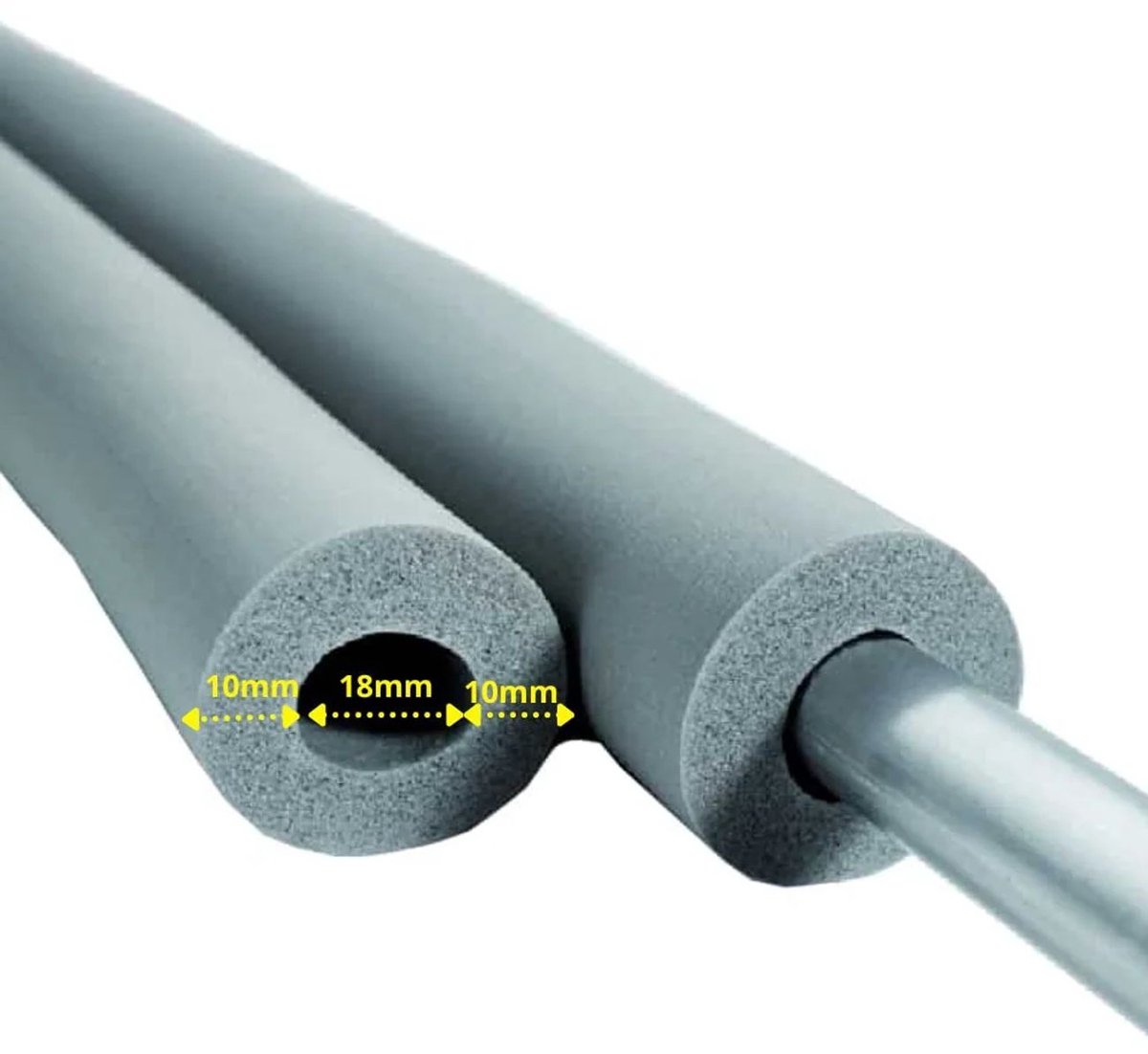 Duurzame Rubber Pijpisolatie 18mm x 10mm, 2m – Flexibele, GEG Conforme Isolatie voor Verwarmings- en Sanitairsystemen met Energiebesparing en Eenvoudige Installatie