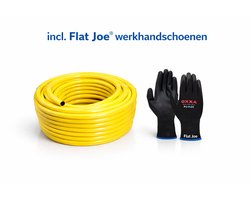 Alfaflex trico waterslang 1” (=25mm) – 25 meter rol - kleur geel - incl. Flat Joe ® PU werkhandschoenen - tuin - tuinslang - tricoslang