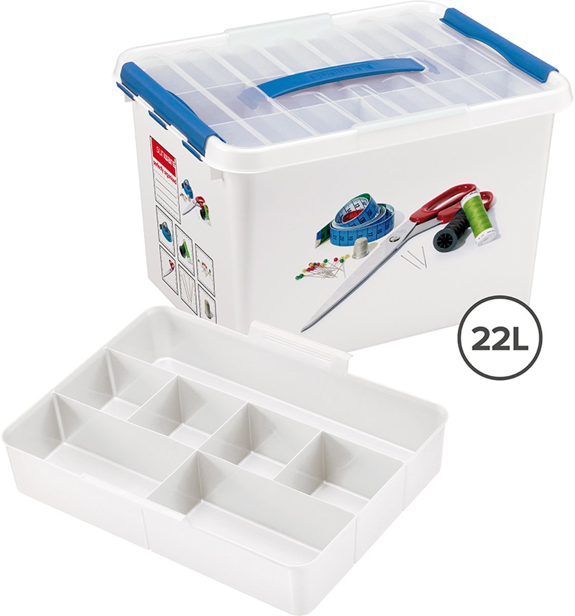 Bol.com Sunware Q-line naaidoos 22L met inzet - 40x30x26 cm - Zonder inhoud aanbieding