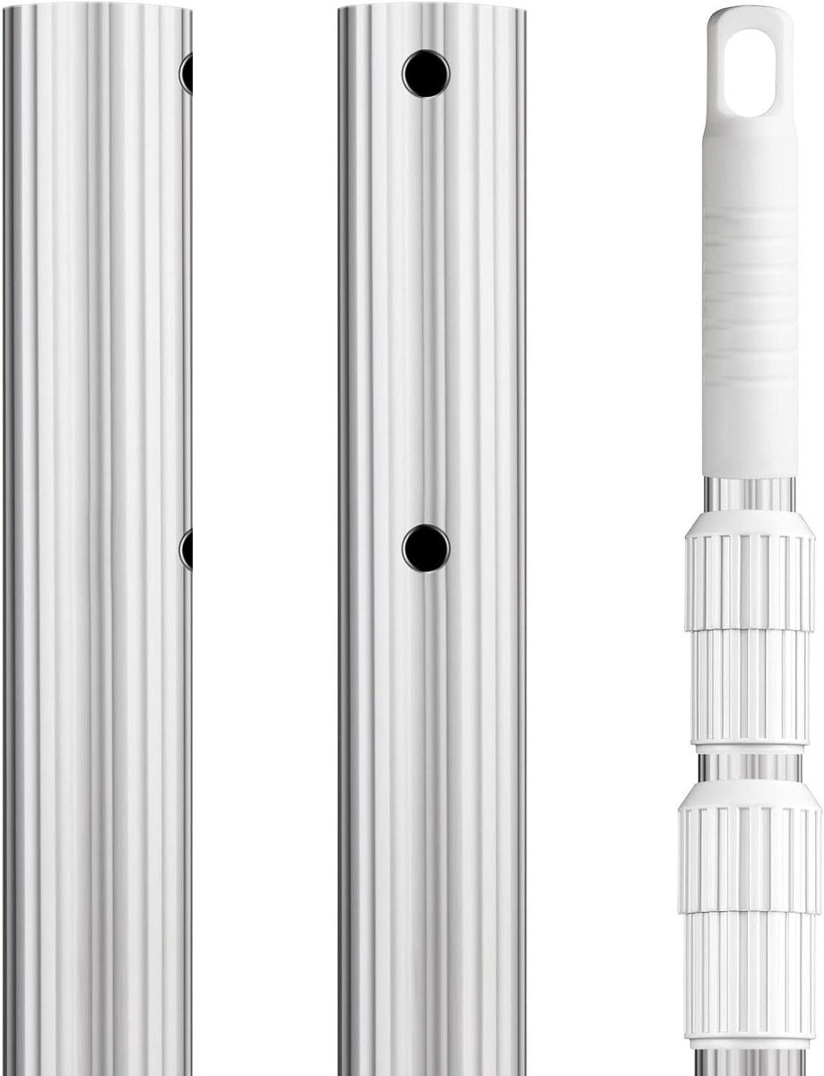 Zwembadsteel - Telescopische steel - Zwembad reinigen - Verstevigd aluminium ontwerp - 488 cm - Zilver