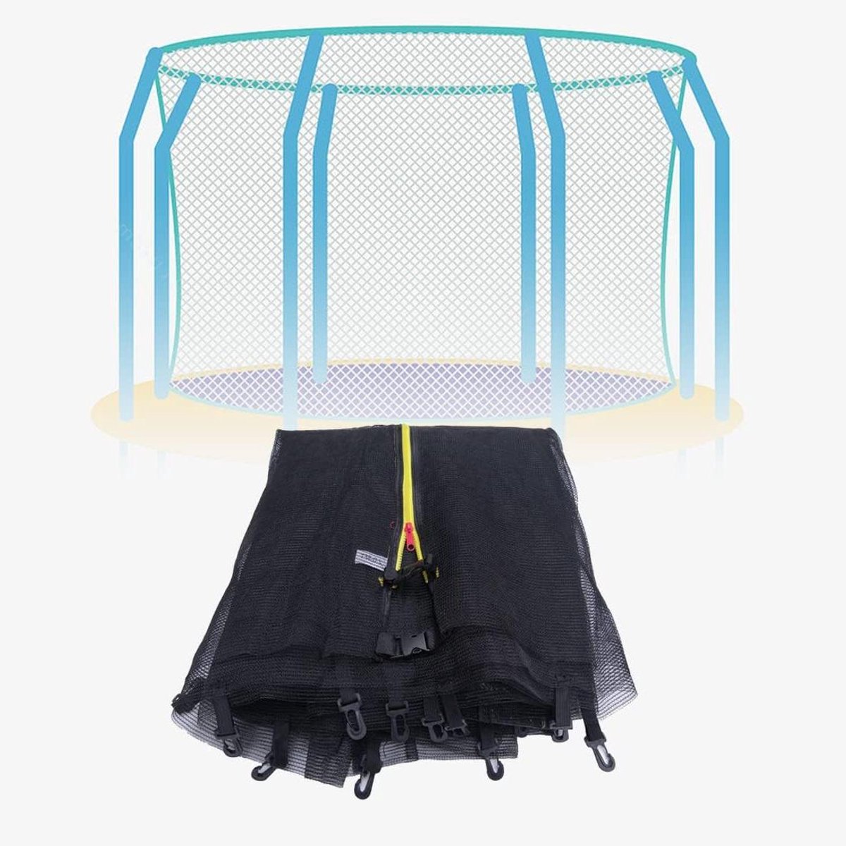 Trampoline Net - Veiligheidsnet Behuizing - Veilig Springen - Scheurbestendig PE Materiaal - 10FT 306cm 8 Polen - Zwart