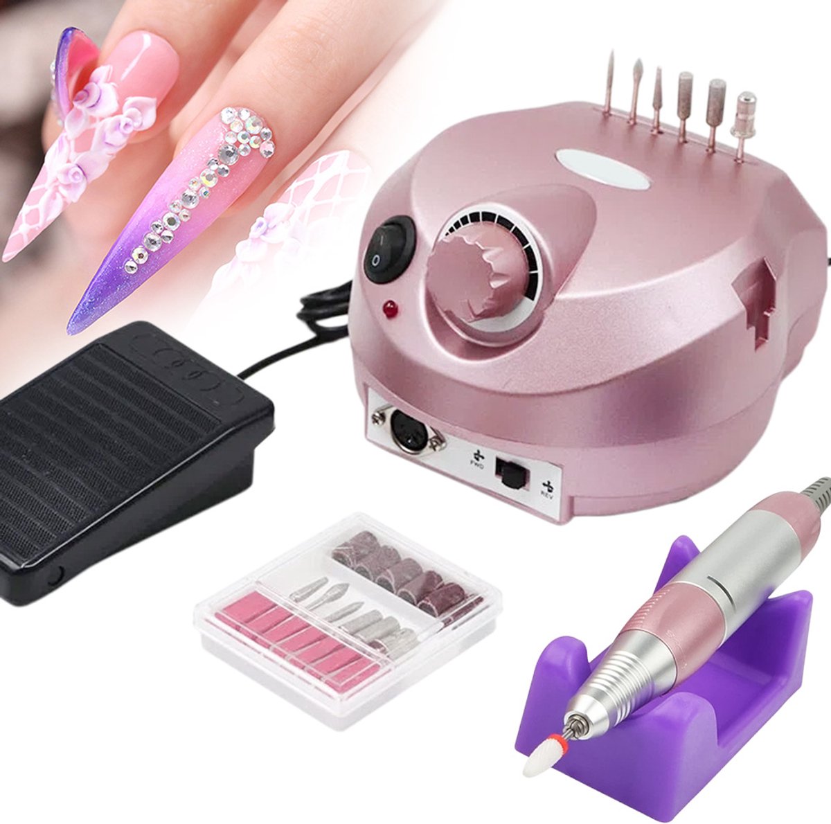 30000RPM Elektrische Nagelvijlen - Draagbare Nagelboormachine voor Acryl- en Gelnagels - E-Bestanden - Voor Professionele Nagels met en 6 Bits voor Thuissalon