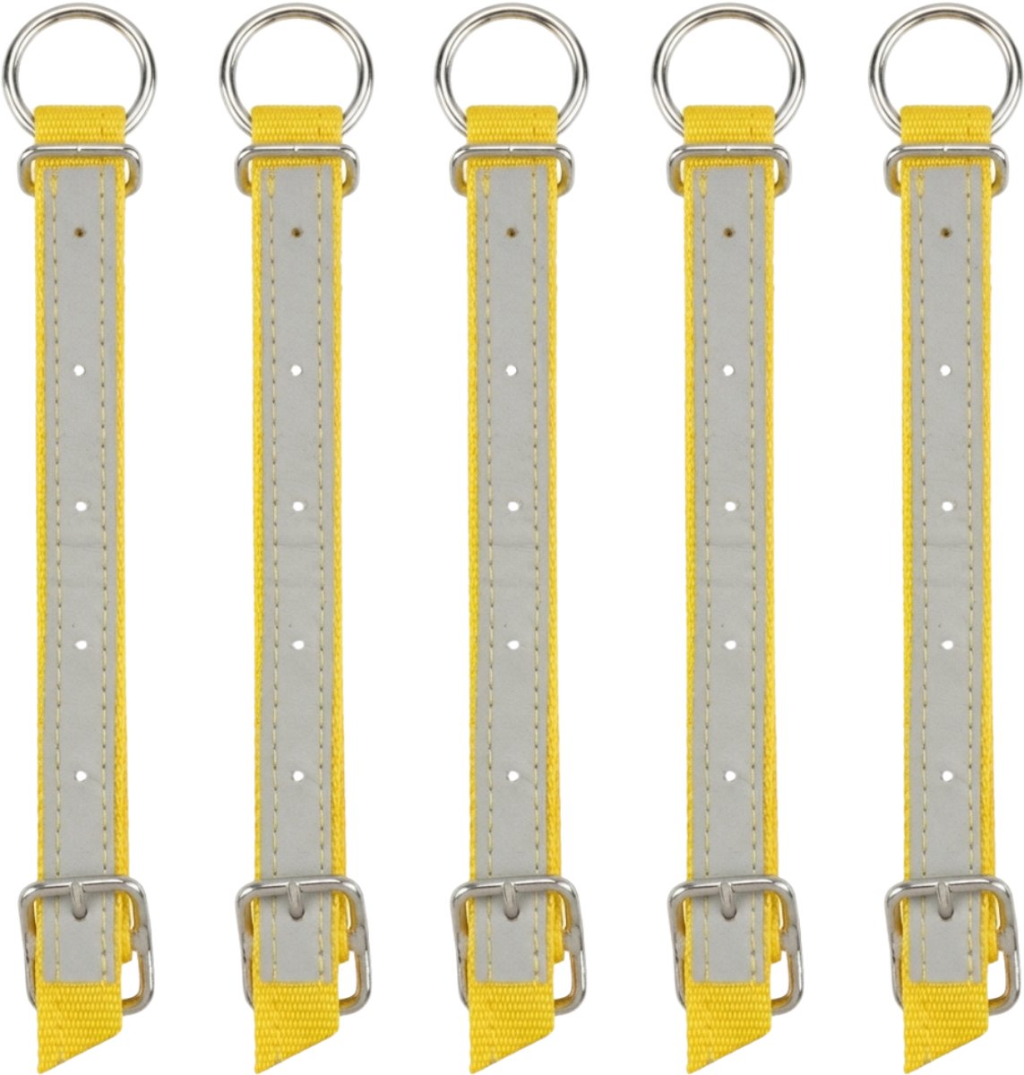 Halsband met leerversterking voor lammeren, schapen en geiten - Nekriem - Geel - (5 Stuks)