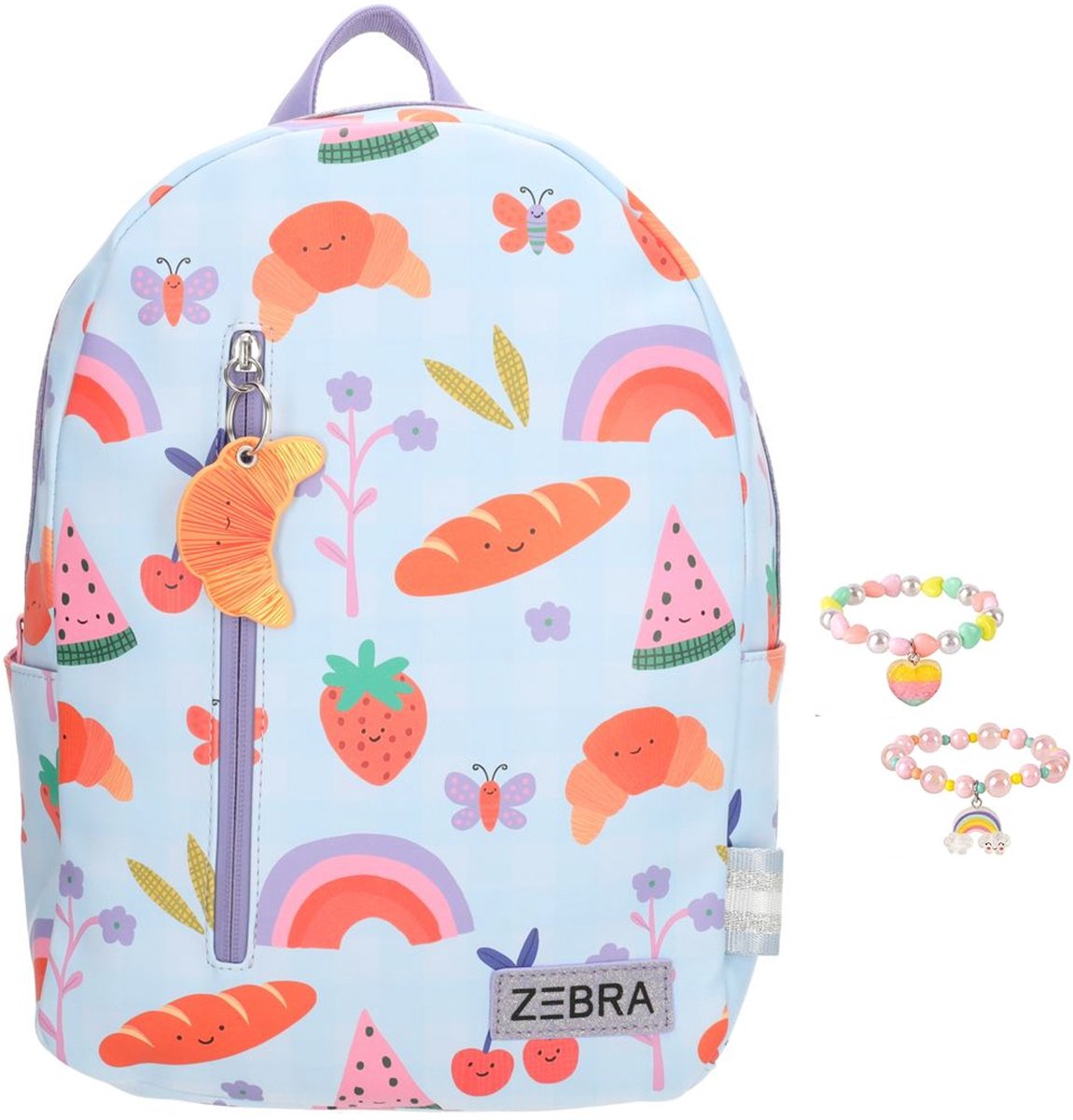 Zebra Rugzak Lily Picknick Party - rugtas, schooltas, kinderrugzak + armbandje