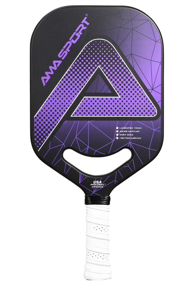 Pickleball Paddle PP001-C1P Paars/Zwart – Graphite Surface – 20 mm Kern – Aero-DuraEdge & CX Forged Handle – AMA Sport