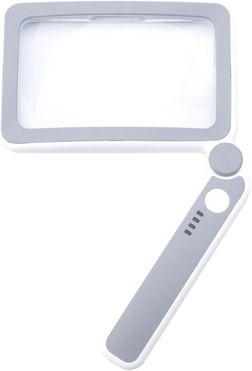 Leesloep met 10 LED - 4x Vergroting - Oplaadbaar & 3 Lichtstanden - Optisch Glas voor Senioren - Grijs - 13 cm