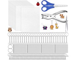 185-Delig Krimpfolie Knutselpakket - 15 Krimp Folie Vellen 15*11cm met Oorbel Haakjes/Sleutelringen/Gaatjestang/Hangers - Krimpie Dinkie Dimpie Knutselen Pakket voor Jongens/Meisjes - Sieraden/Oorbellen/Sleutelhangers Maken Knutselset