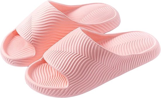 Slippers voor dames en heren met zachte zool - lichtgewicht - sneldrogend - ideaal voor in de badkamer of onder de douche- Antislip slippers met open teen - perfect voor binnen en buiten -36/37 -roze