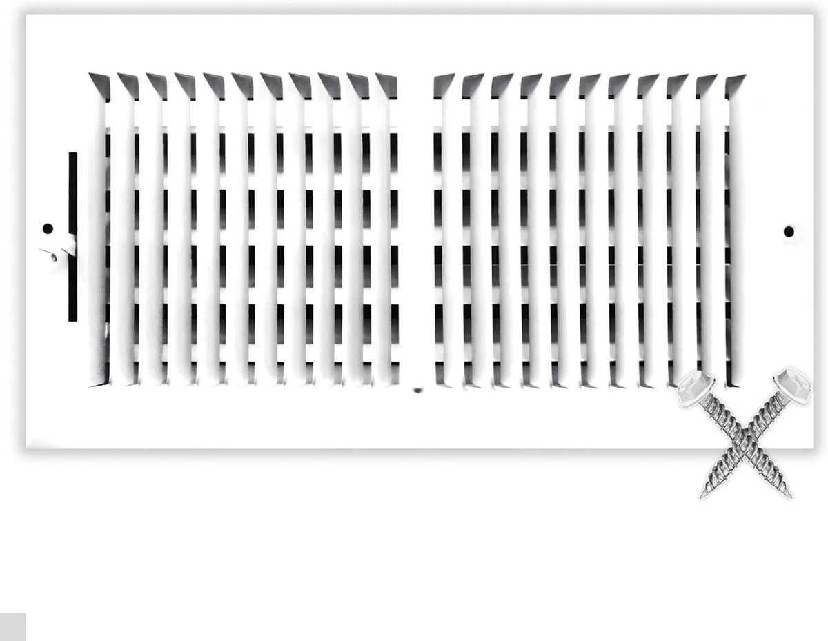 Ventilatierooster Staal - Grille Register - Luchtstroom Regelen - Zijwand Plafond - 14x6 Inch Kanaal - Wit