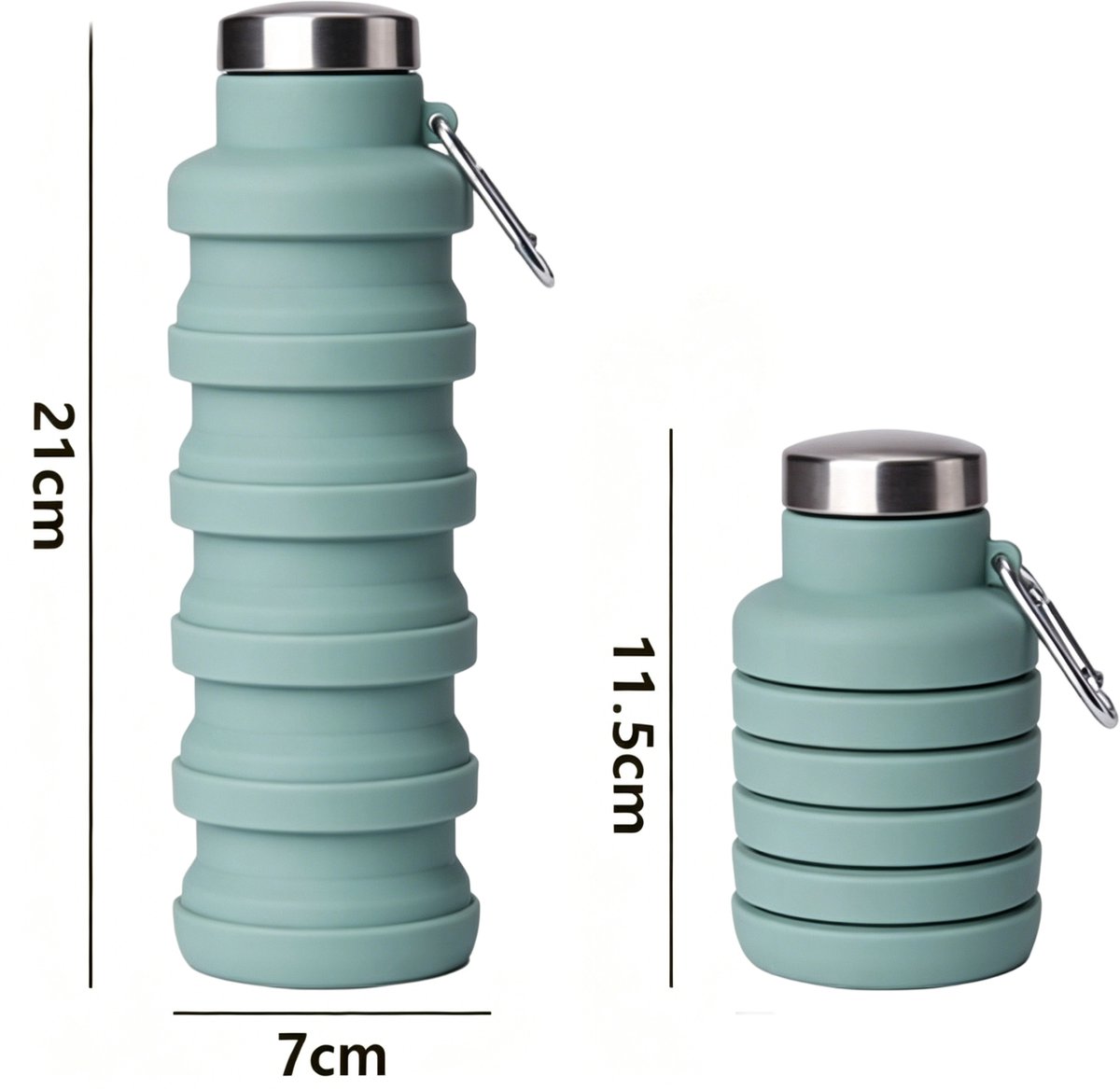 Beker-water kopje-Sportwaterfles-Opvouwbare Drinkfles 500ml-Siliconen Waterfles- Met Karabijnhaak - Waterfles-- Voor Sport, Reizen, Fitness en Camping - Zwart — cadeau in Sport & Outdoor - foto 2