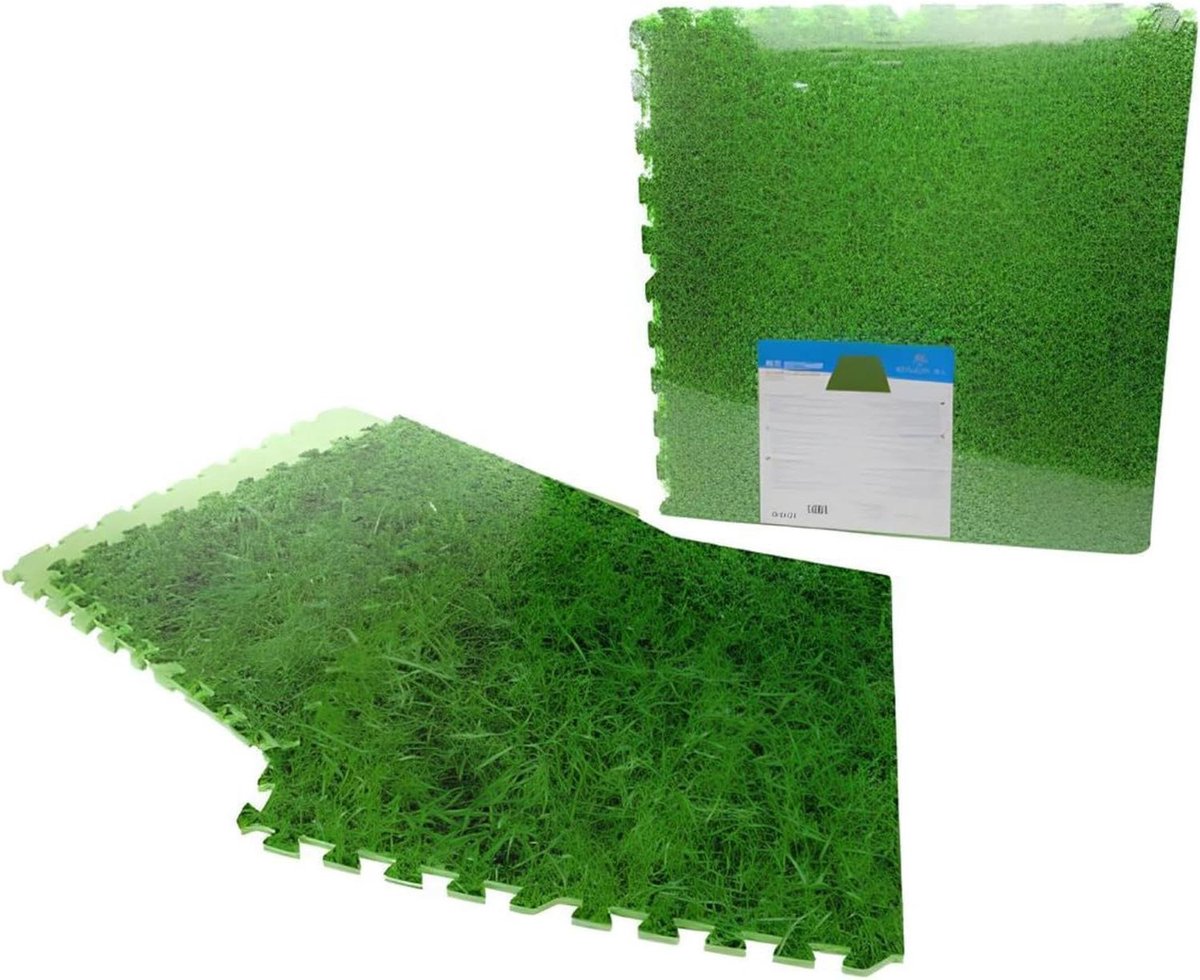 Puzzelmat Kunstgras - Sportmat Garage - Thuis Fitness Creëren - Eenvoudig Insteeksysteem - 60x60x1 cm - Groen