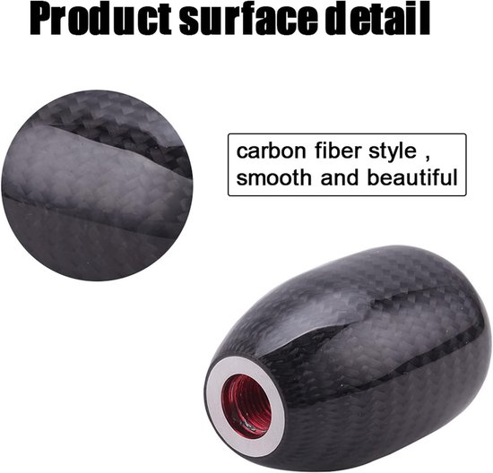 Schakelknop Auto - Versnellingspook Knop - Auto Interieur Upgrade - Echte Koolstofvezel - 6 cm Diep - Zwart van Merkloos — afbeelding 4