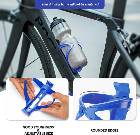 Bidonhouder Fiets - 2 stuks - Universeel Bidonhouders - Bidonhouder Racefiets - Sterke en flexibele structuur - Geschikt voor Fiets / Racefiets / Mountainbike / Kinderwagen- Flessen / Beker Houder Verstelbaar - Cadeau voor fietsliefhebbers - Blauw — afbeelding 5