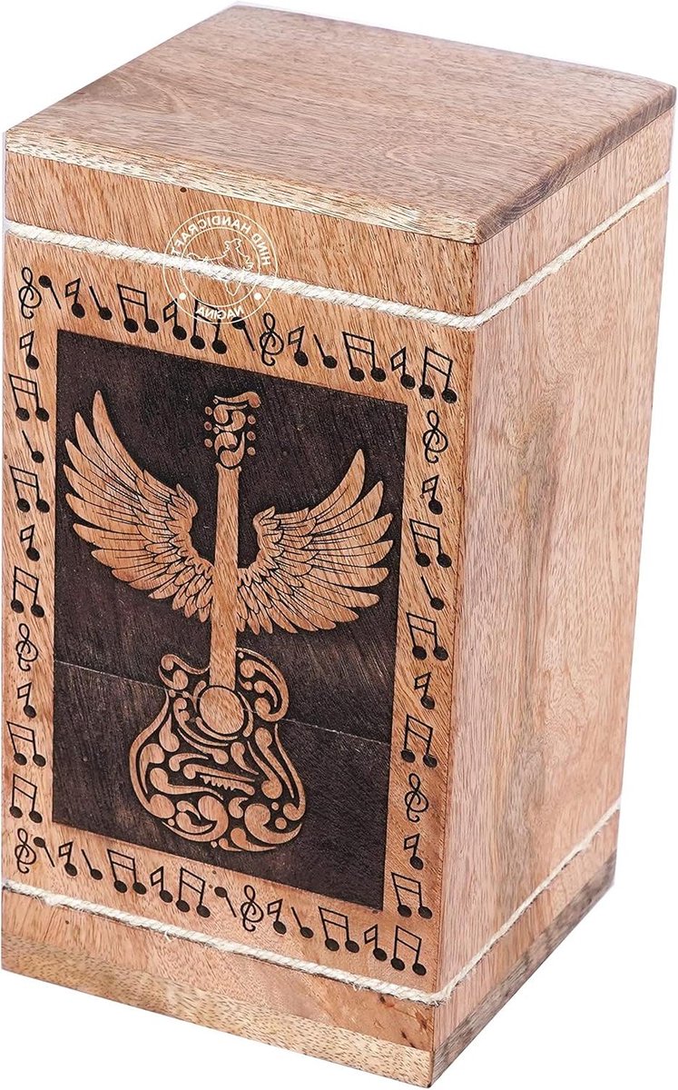 Houten Urn - Crematie Box - As Bewaren - Handgemaakt Vakmanschap - 250 Kubieke Inch - Houtkleur