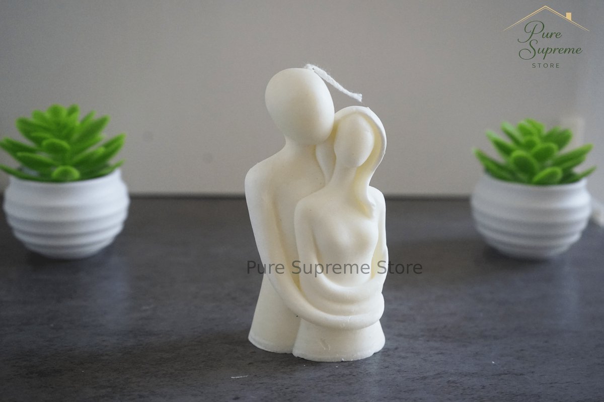 Decoratie kaars Liefdeskoppel wit | Handgemaakt