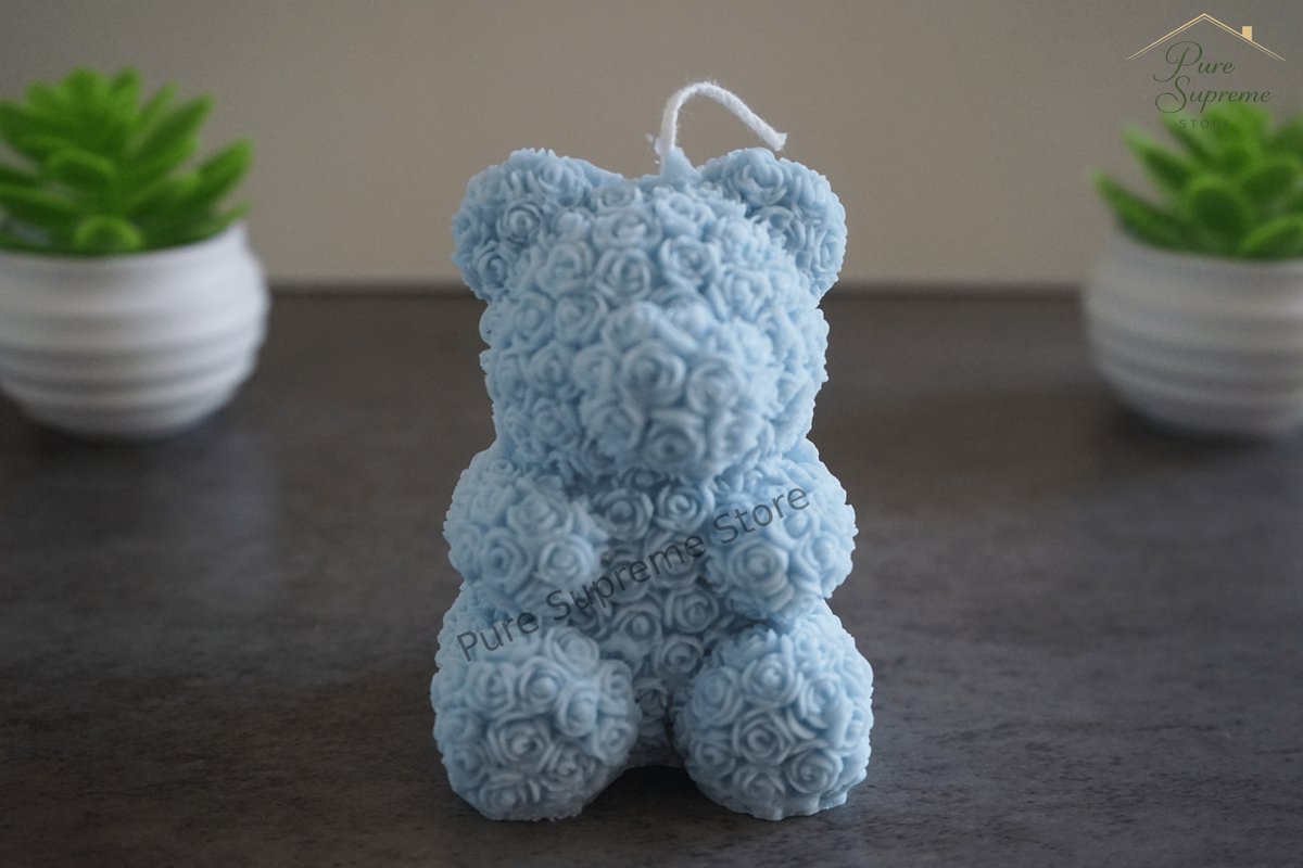 Decoratie kaars T' Beertje blauw | Handgemaakt
