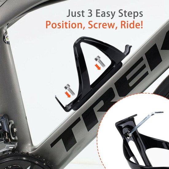 Daity 2 Pack- Bidonhouder voor fietsen - Lichtgewicht en stevig - eenvoudig te installeren - geschikt voor racefietsen en mountainbikes - inclusief schroevendraaier - geschikt voor bidons met een diameter van 6 tot 9 cm. — afbeelding 4