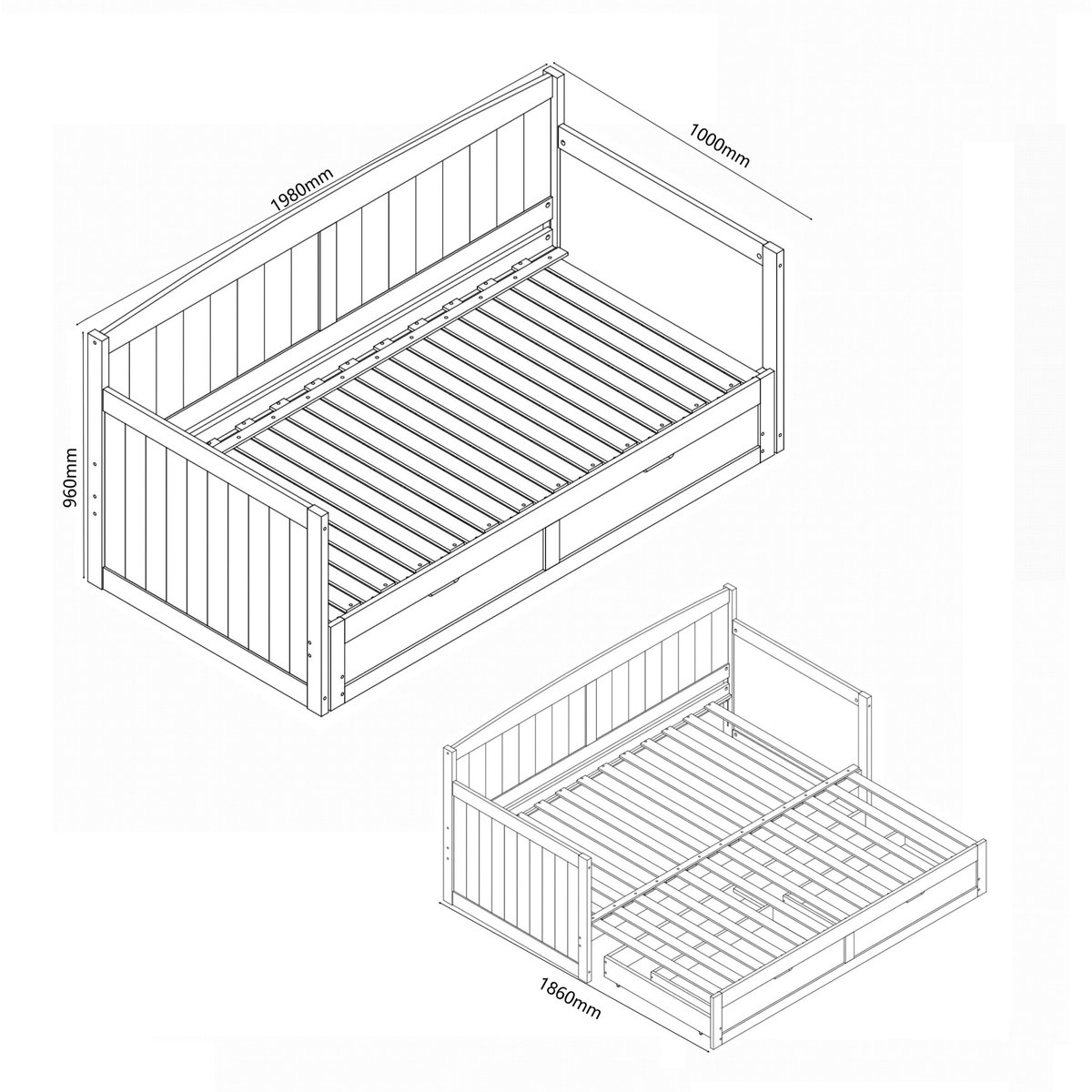 Daybed Daybed 90x190 cm Slaapbank - afbeelding 3